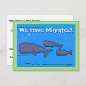 私たちが移転した可愛いクジラ住所の変更 ポストカード (正面/裏面)