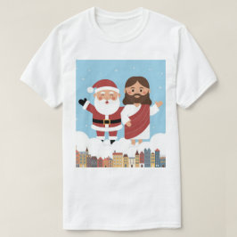 私たちが見た!サンタとイエスはいつも見ている Tシャツ