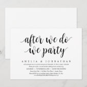 私たちが誓いを交わした後はパーティーだ!湖畔のウェディングエロープメントディナー 招待状 (正面/裏面)