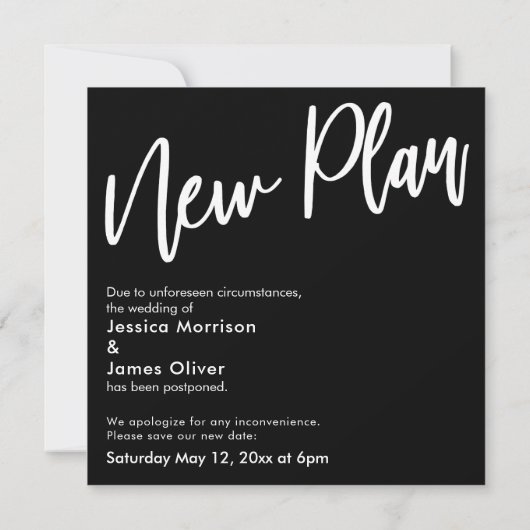 私たちが黒い延期されたカードをハグ結婚できる場合 招待状 (裏面)