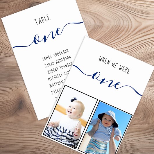 私たちが1人の子供の写真ゲストの名前の後ろに テーブルナンバー
