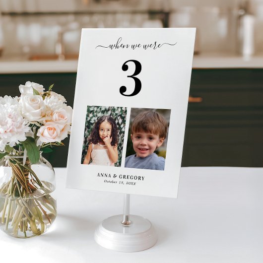 私たちが3幼少期の写真テーブル番号 招待状