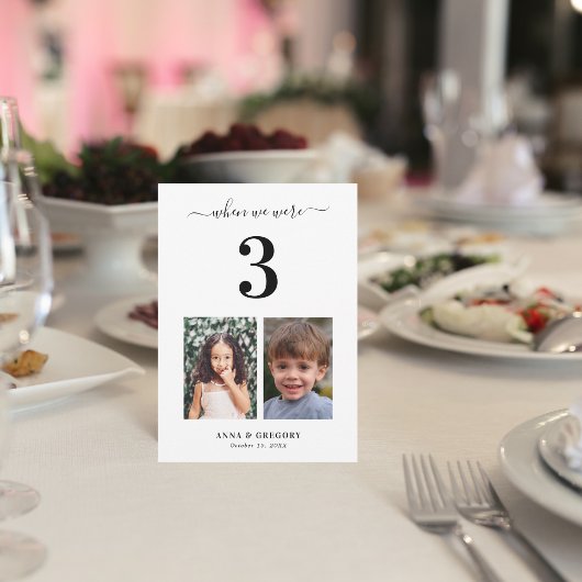 私たちが3幼少期の写真テーブル番号 招待状