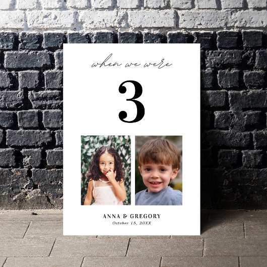 私たちが3歳だった頃の子供の写真 5x7 テーブルナンバー