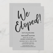 私たちだけで式を挙げました！ カジュアルなグレー ポストウェディングのお祝い 招待状 (正面/裏面)