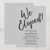私たちだけで式を挙げました！ カジュアルなグレー ポストウェディング セレブレーション 招待状 (正面/裏面)