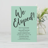 私たちだけで式を挙げました! カジュアルグリーンの結婚後お祝いパーティー 招待状 (スタンド正面)