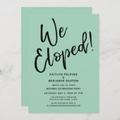 私たちだけで式を挙げました! カジュアルグリーンの結婚後お祝いパーティー 招待状 (正面/裏面)
