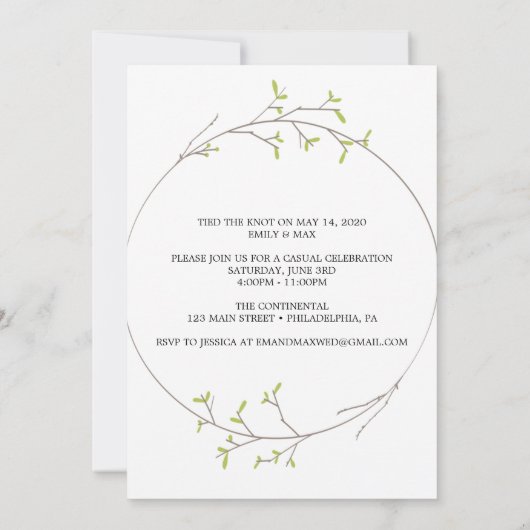 「私たちだけで式を挙げました」シンプルな結婚報告カード 招待状 (裏面)