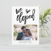 私たちだけで挙式しました お知らせ 写真 招待 黒文字 案内状 (スタンド正面)