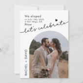 私たちだけで結婚式を挙げたので、さあお祝いしよう 2枚組写真 招待状 (正面)