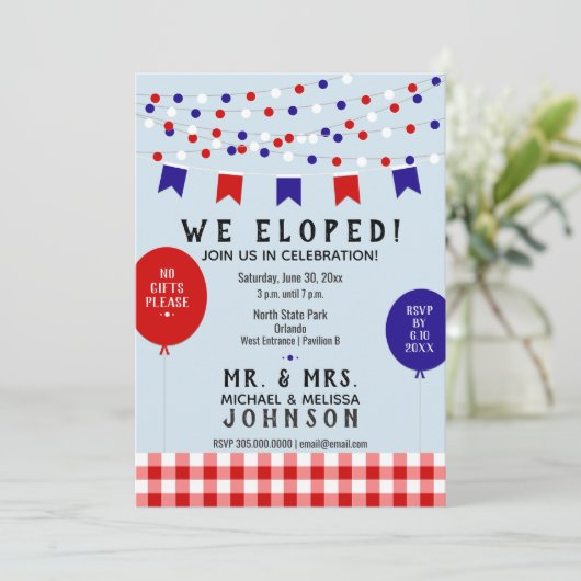 私たちだけで結婚式を挙げた！ ピクニックパーティー BBQ バーベキュー ウェディング 招待状 (スタンド正面)