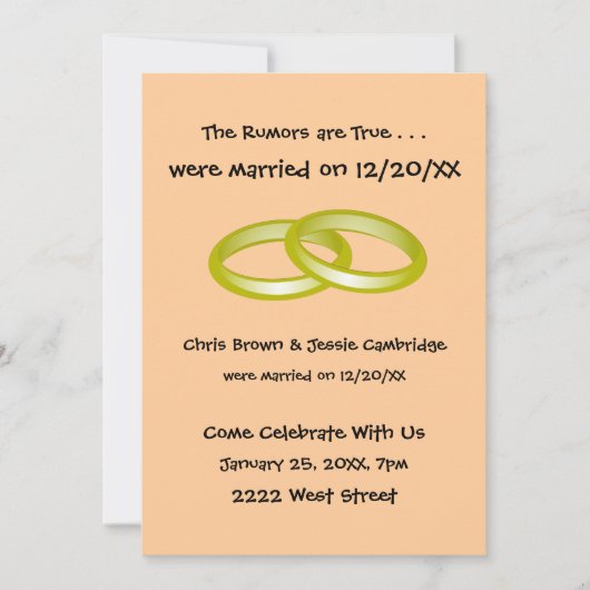 私たちだけで結婚式を挙げちゃいました！結婚後のパーティーの招待状 招待状 (正面)