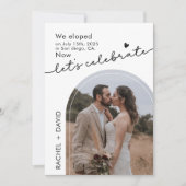 私たちだけで結婚式を挙げました！お祝いしよう 2枚組写真エロープメント 招待状 (正面)