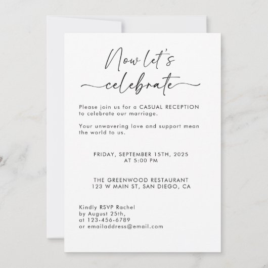 私たちだけで結婚式を挙げました！お祝いパーティーのお誘い 招待状 (裏面)