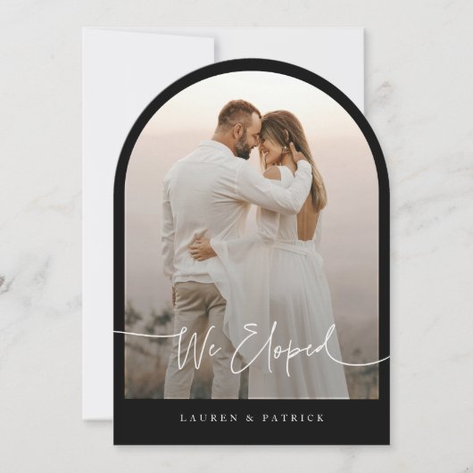 私たちだけで結婚式を挙げました アーチ エロープメント 結婚式のお知らせ 招待状 (正面)