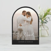 私たちだけで結婚式を挙げました アーチ エロープメント 結婚式のお知らせ 招待状 (スタンド正面)