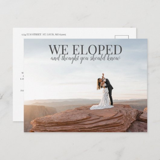 私たちだけで結婚式を挙げました フォト 保存 日付のお知らせ ポストカード (正面/裏面)