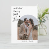 私たちだけで結婚式を挙げました。特別なものは何もなし。ただ愛を祝う 招待状 (スタンド正面)