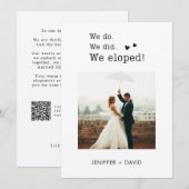 私たちだけで結婚式を挙げました 結婚式のご報告QRコード付き 案内状 (正面/裏面)