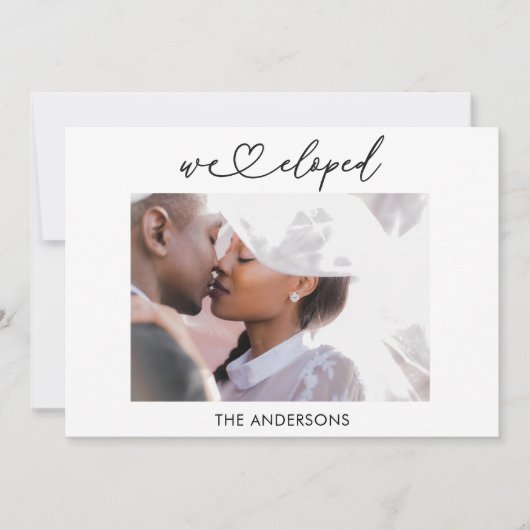 私たちだけで結婚式を挙げました 結婚式のQRコード付きお知らせ 案内状 (正面)