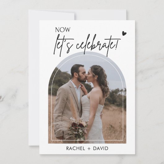 私たちだけで結婚式を挙げました! 結婚式後のお祝いパーティーのご案内 招待状 (正面)