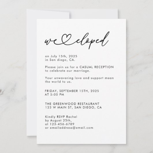 私たちだけで結婚式を挙げました！　結婚式後のお祝いパーティーのご案内 招待状 (裏面)