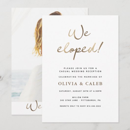 私たちだけで結婚式を挙げました！結婚披露宴のご案内 招待状 (正面/裏面)
