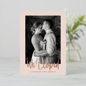 私たちだけの結婚式発表 ゴールド箔見出し 箔招待状 (立ち正面)