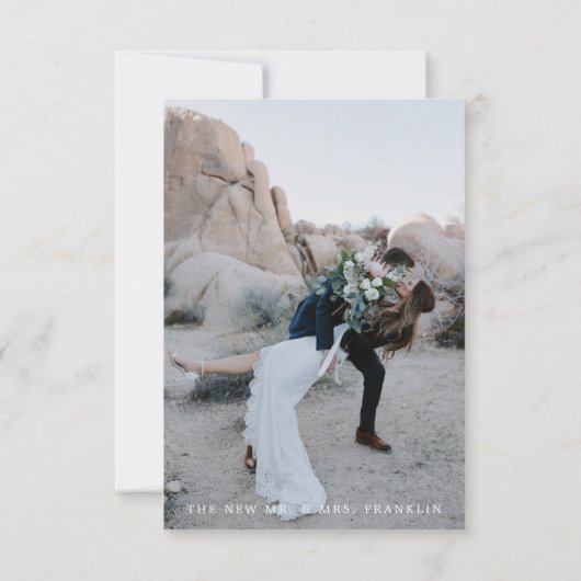 私たちだけの結婚式 - お祝いへの招待 秘密の結婚発表 招待状 (裏面)