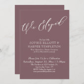 私たちだけの結婚式、エレガントでシンプルなダークマーブルのお祝い 招待状 (正面/裏面)