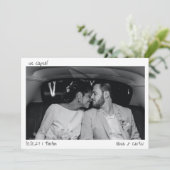 私たちだけの結婚式 フォト ハンドライティング ミニマル 結婚報告 案内状 (スタンド正面)