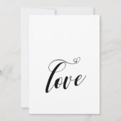 私たちだけの結婚式 ブラック&ホワイトのカリグラフィー装飾付き受付案内 招待状 (裏面)