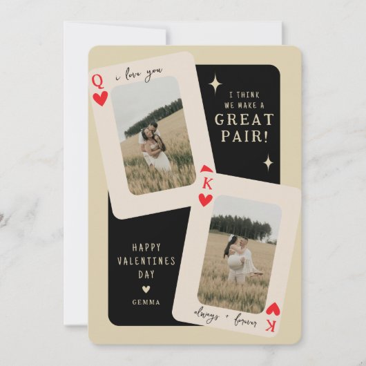私たちって最高のペアよ キング/クイーン フォト バレンタイン シーズンカード (正面)