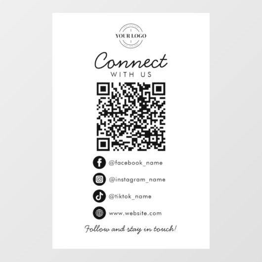 私たちとつながる ソーシャルメディア QRコード 会社ロゴ ウィンドウサイン (シート)