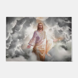 私たちとイエスがあなたを歓迎する ドアマット