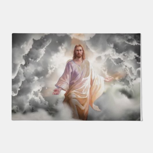 私たちとイエスがあなたを歓迎する ドアマット (正面)