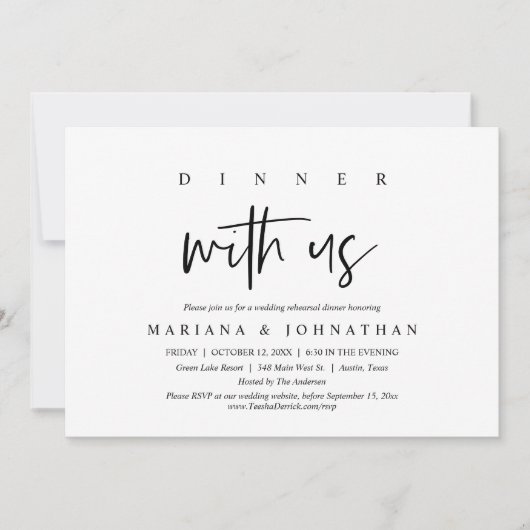 私たちとディナー、結婚のリハーサルパーティー 招待状 (正面)