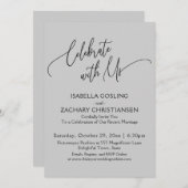 私たちと一緒にお祝いしよう - おしゃれな手書きフォント - ライトグレー 招待状 (正面/裏面)