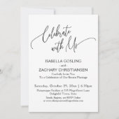 私たちと一緒にお祝いしよう - おしゃれな手書き - 黒と白 招待状 (正面)