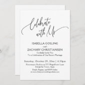 私たちと一緒にお祝いしよう - おしゃれな手書き - 黒と白 招待状 (正面/裏面)