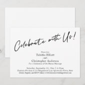 私たちと一緒にお祝いしよう - シンプルな黒と白の手書き 招待状 (正面/裏面)