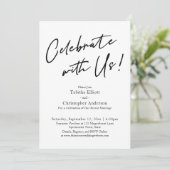 私たちと一緒にお祝いしよう - シンプルな黒と白の手書き 招待状 (スタンド正面)