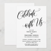 私たちと一緒にお祝いを 詳細なスクリプト 黒と白 招待状 (正面/裏面)