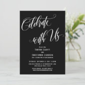 私たちと一緒にお祝いを 詳細なスクリプト 黒に白 招待状 (スタンド正面)