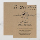 私たちと一緒にお祝い ワイン＆ブルース アフター・イズ・ドゥ カップル ウェディング レセプション 招待状 (正面/裏面)