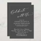私たちと一緒にエレガントに祝おう ダークグレー 受付のみ 招待状 (正面/裏面)