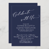 私たちと一緒にエレガントに祝おう ネイビーブルーのみの受付 招待状 (正面/裏面)