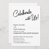 私たちと一緒にカジュアルにお祝いしよう!シンプルな結婚式のパーティー 招待状 (正面/裏面)
