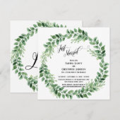 私たちと一緒にグリーンのリースのレセプションのみをお祝いしよう 招待状 (正面/裏面)
